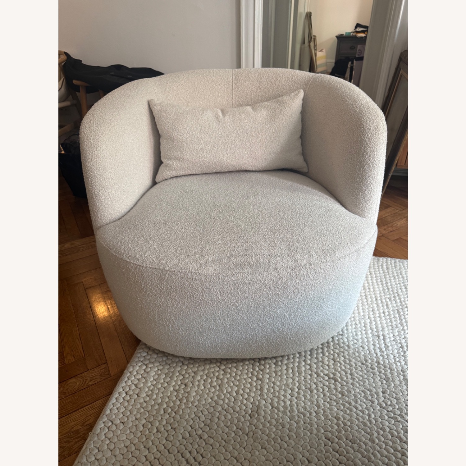 Bruschi 34" Wide Boucle Polyester Upholstered Swivel Armchair - image-3