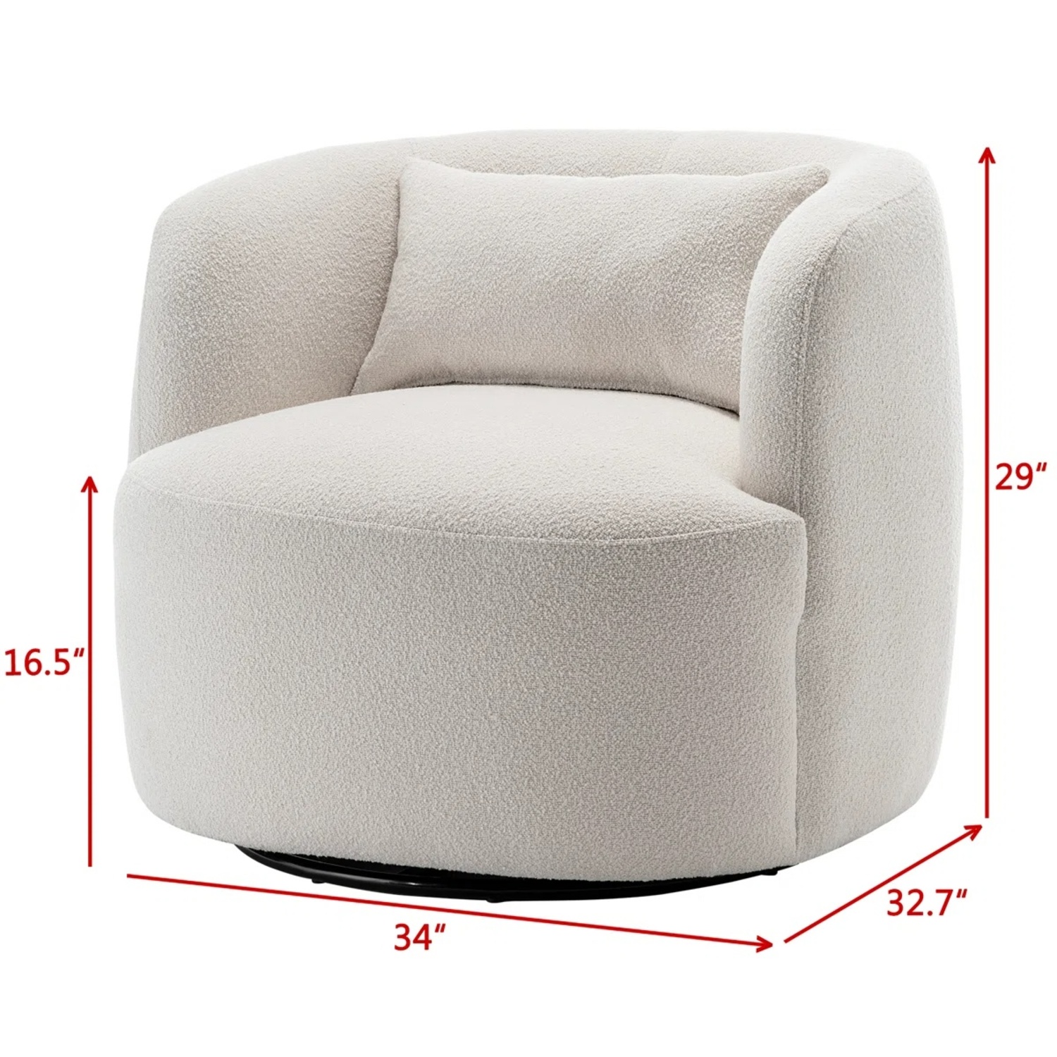 Bruschi 34" Wide Boucle Polyester Upholstered Swivel Armchair - image-5