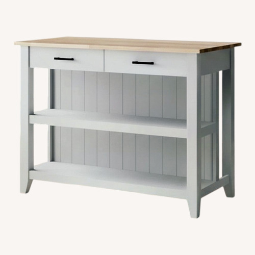 Used Wayfair Beachcrest Home White Wood Kitchen Island for sale on AptDeco