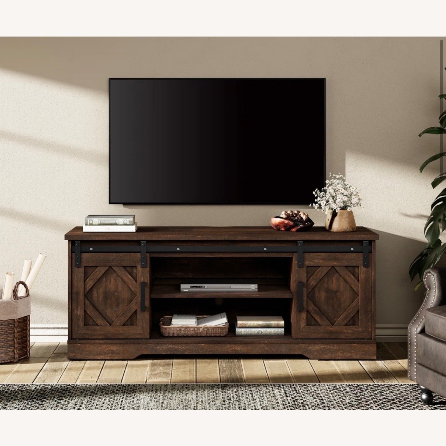 Wayfair Dark Brown Wood Media Storage - image-1