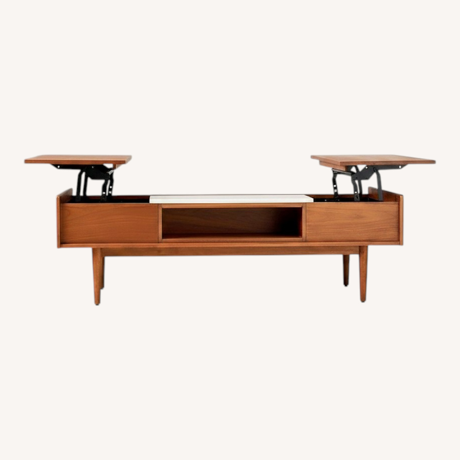 West Elm Mid-Century Marble Pop-Up Coffee Table 48" - image-0