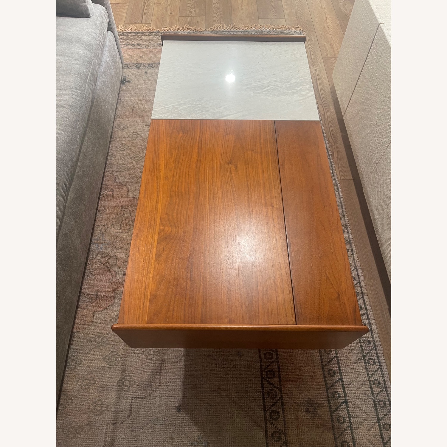 West Elm Mid-Century Marble Pop-Up Coffee Table 48" - image-2