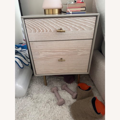 Used West Elm Modernist Wood + Lacquer Nightstand - Winter Wood for sale on AptDeco