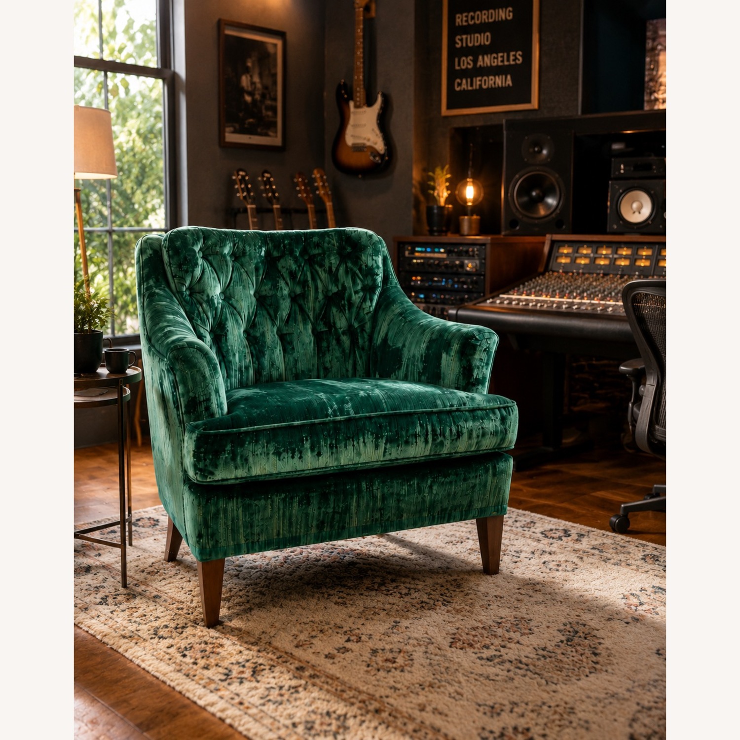 Emerald Crushed Velvet Lounge Chair - Original - image-1