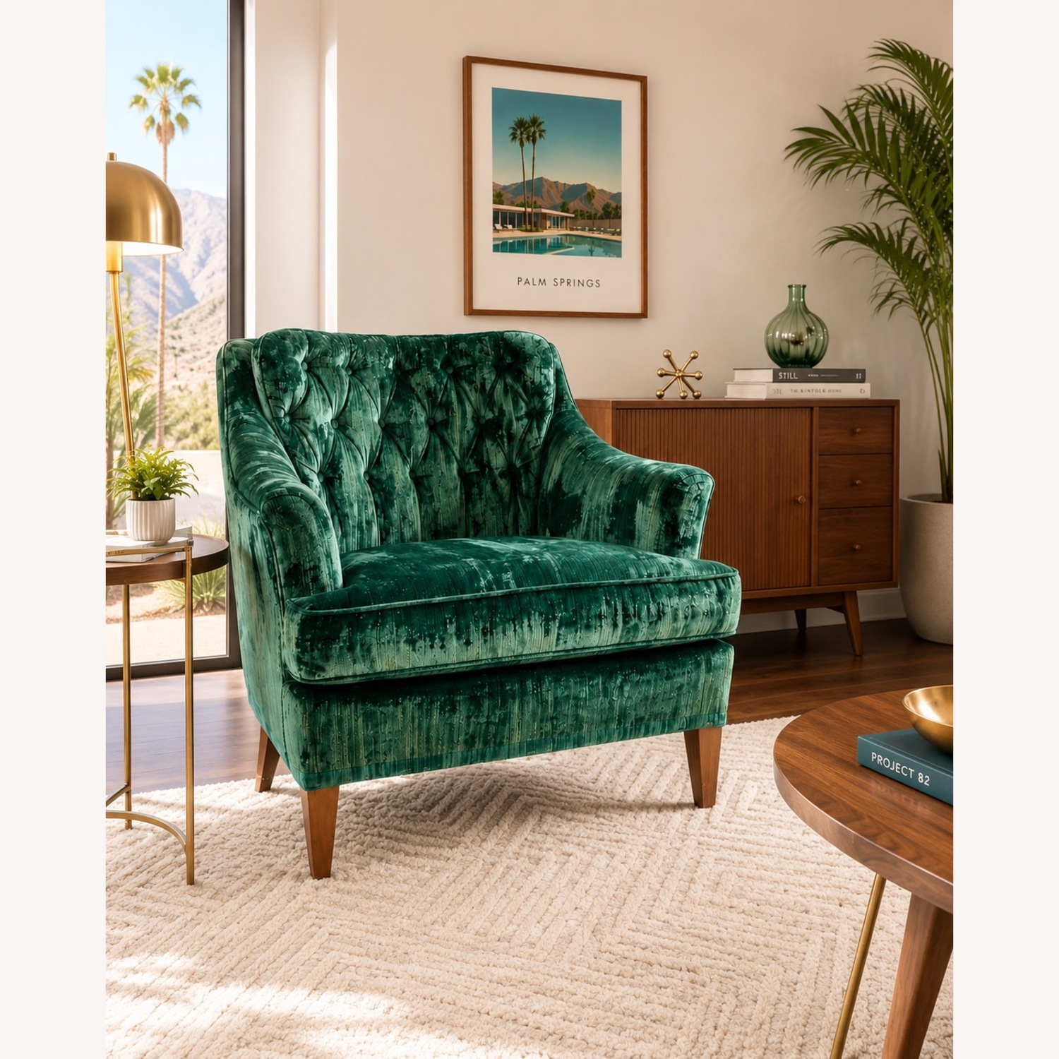 Emerald Crushed Velvet Lounge Chair - Original - image-2