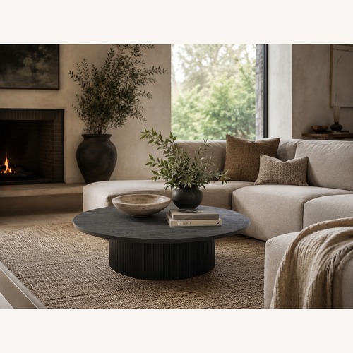 Used Restoration Hardware Byron Round Pedestal Coffee Table – 48" for sale on AptDeco