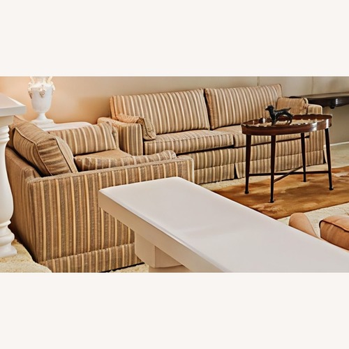 Used Custom Fabric Upholstered Striped Loveseat for sale on AptDeco