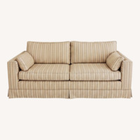 Custom Fabric Upholstered Striped Loveseat