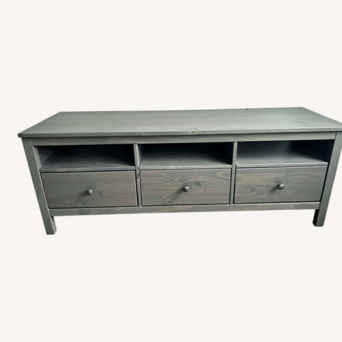 Used Grey Wood TV Stand for sale on AptDeco