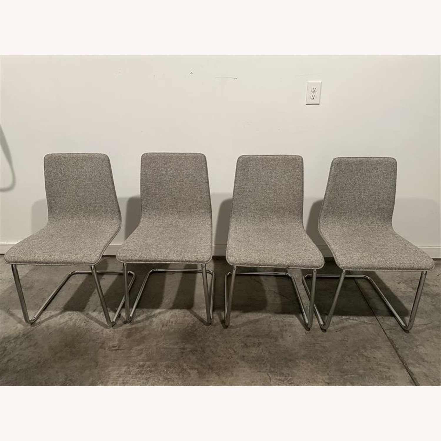 CB2 Pony Tweed Light Gray Dining Chairs - image-3
