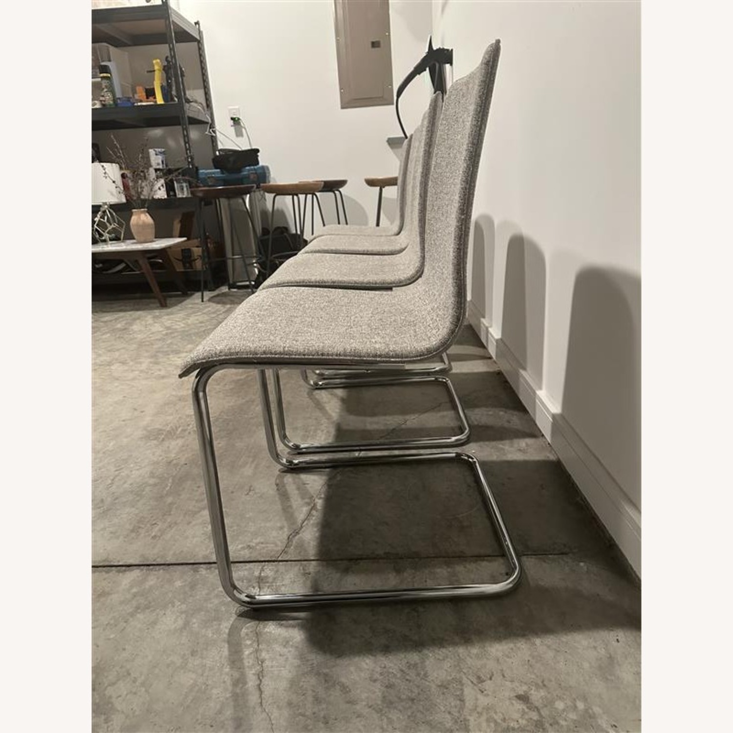 CB2 Pony Tweed Light Gray Dining Chairs - image-2