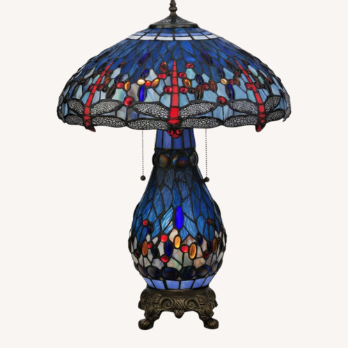 Used Stained Glass Dragonfly Table Lamp for sale on AptDeco