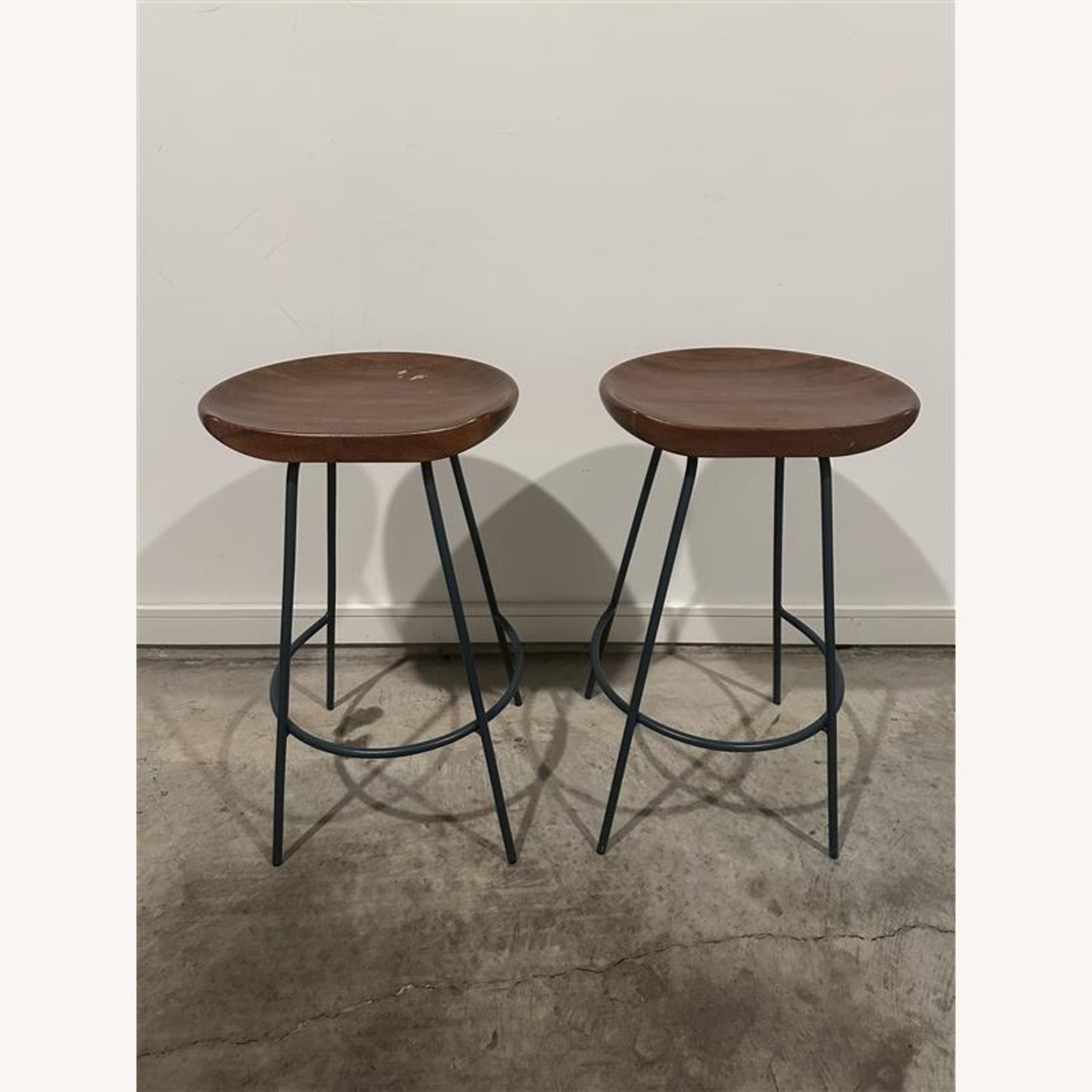West Elm Alden Dark Brown Wood Stools - image-2