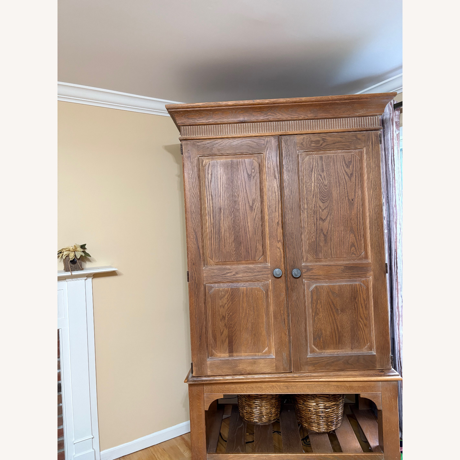 Ethan Allen Oak TV Armoire Cabinet - image-1