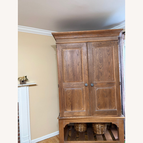 Used Ethan Allen Oak TV Armoire Cabinet for sale on AptDeco