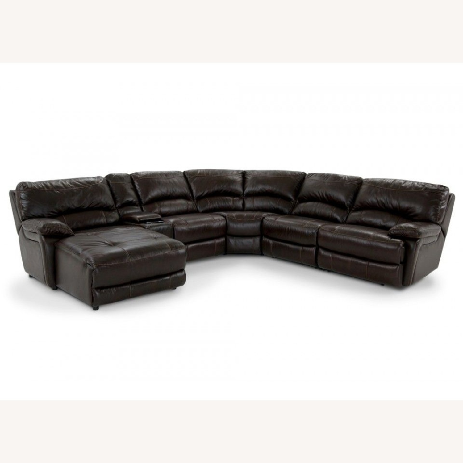 Bob's Discount Furniture Leather 6 Piece Power Reclining Sectional  - image-4