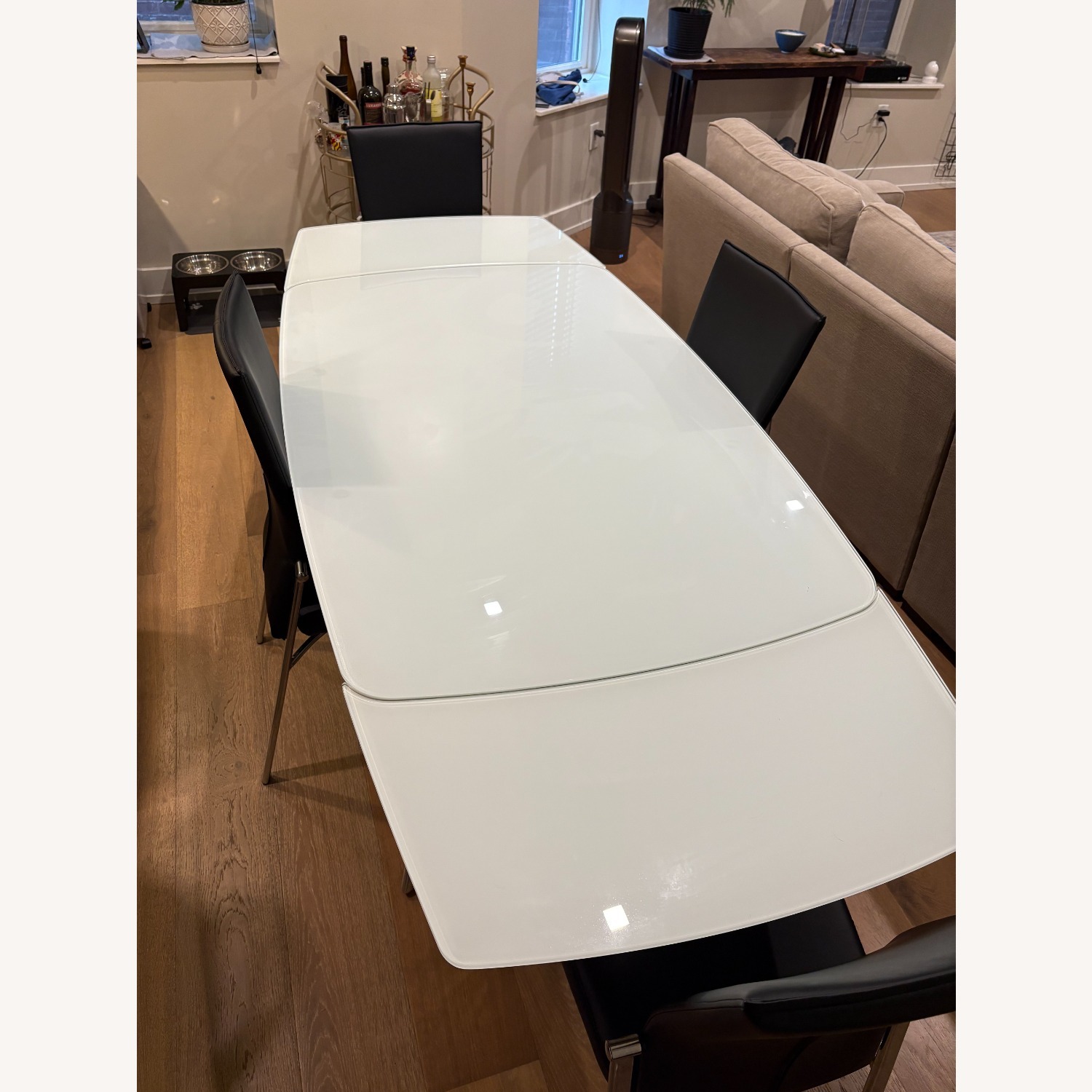 Raymour & Flanigan Paloma White Glass Dining Set - image-2