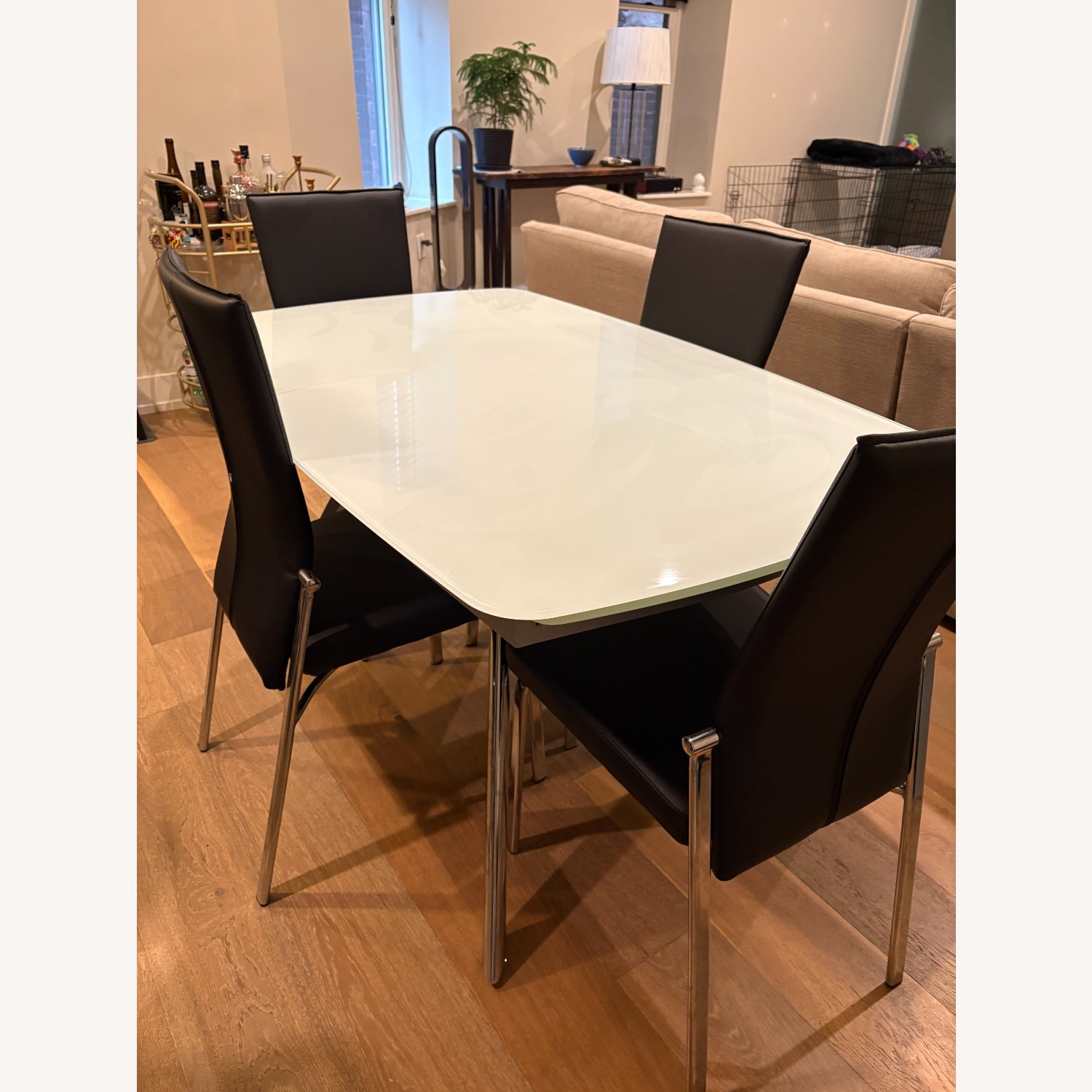 Raymour & Flanigan Paloma White Glass Dining Set - image-1