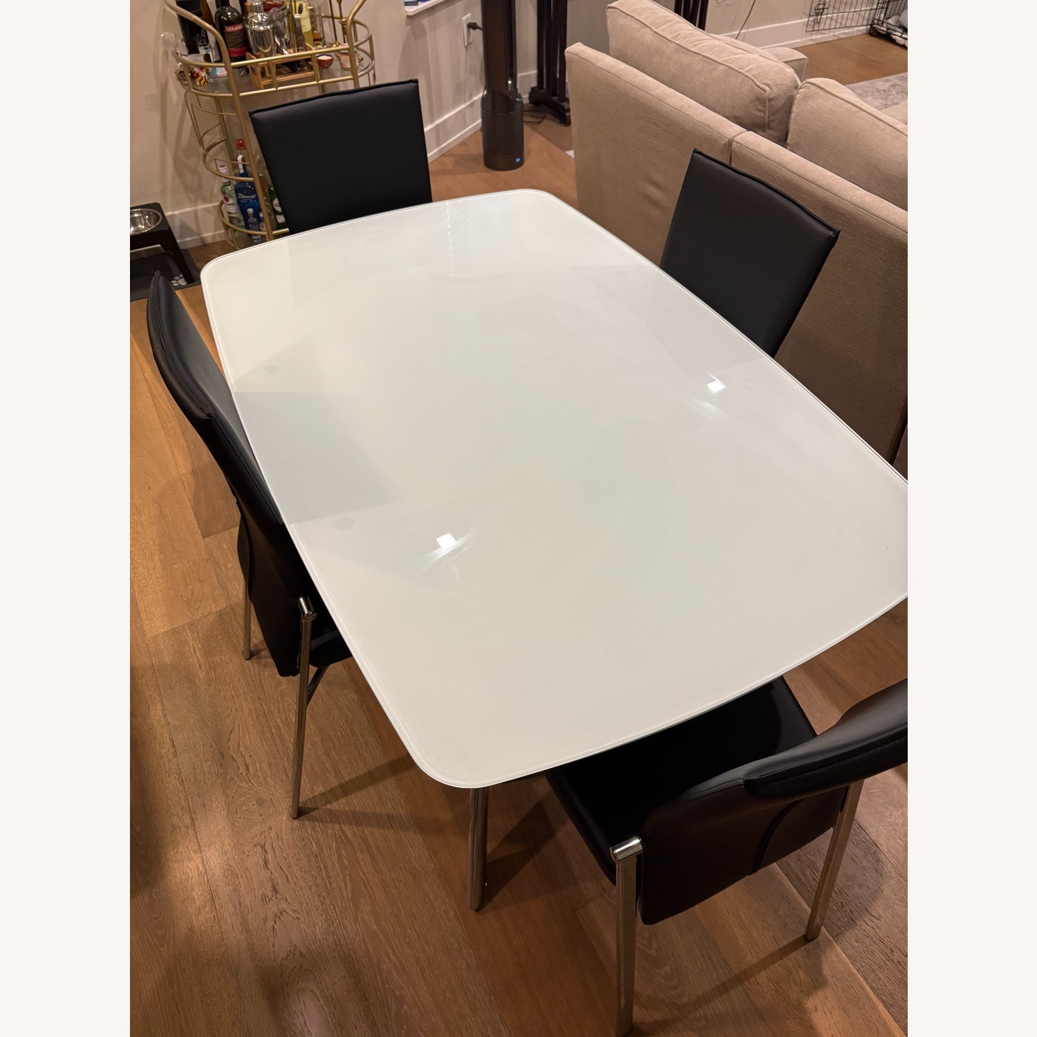 Raymour & Flanigan Paloma White Glass Dining Set - image-3
