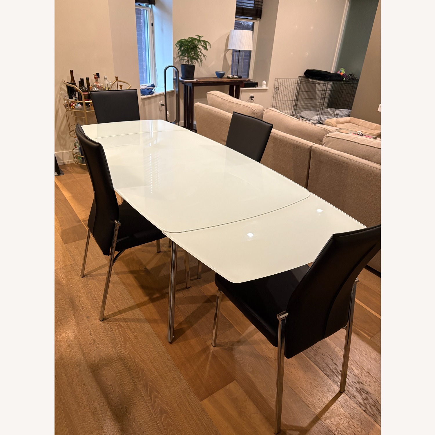 Raymour & Flanigan Paloma White Glass Dining Set - image-4