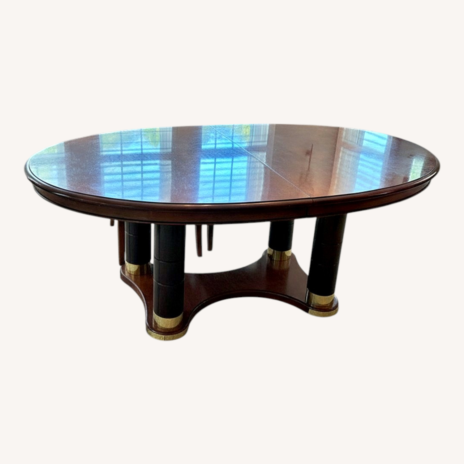 Dark Brown Wood Dining Table with Leaf - image-9