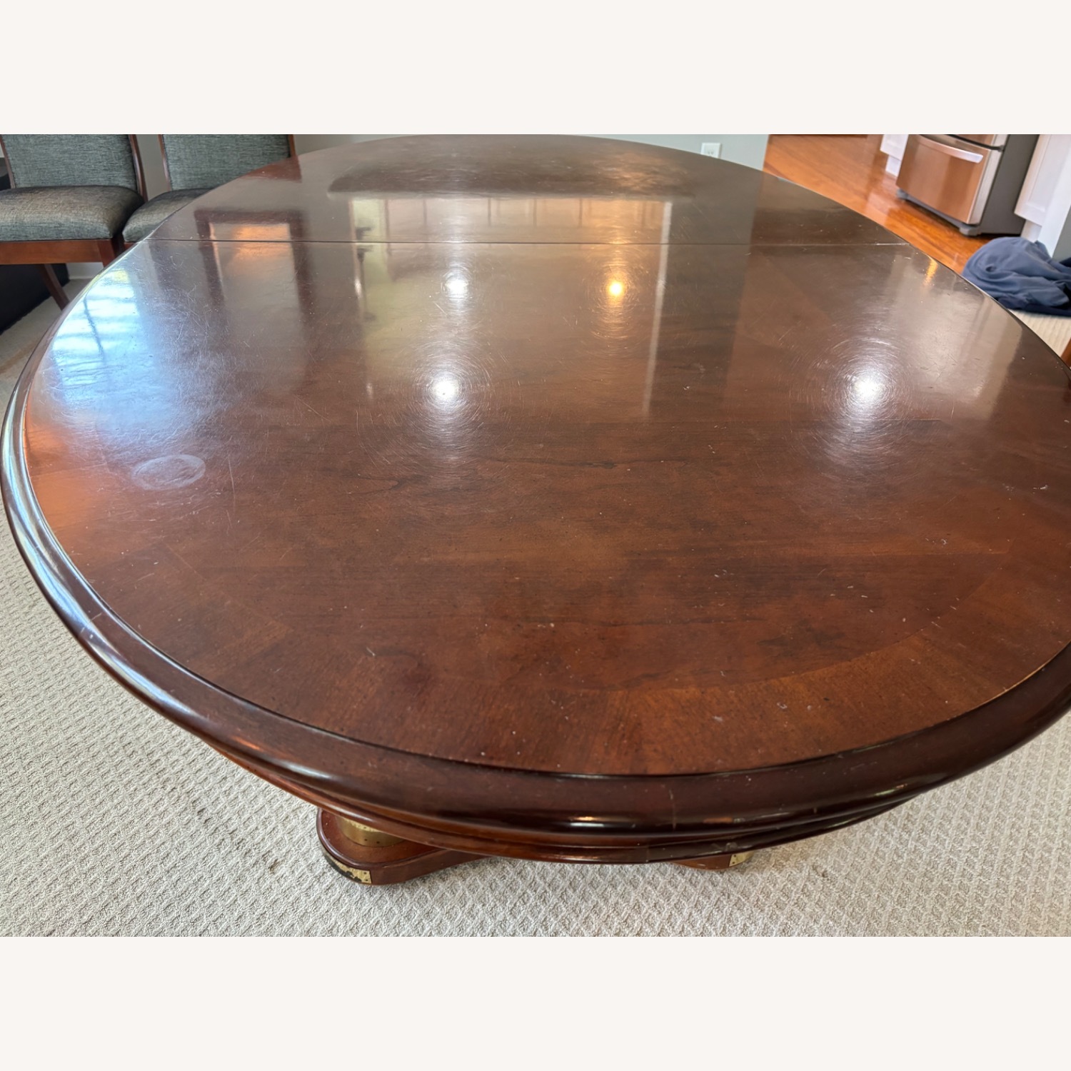 Dark Brown Wood Dining Table with Leaf - image-8