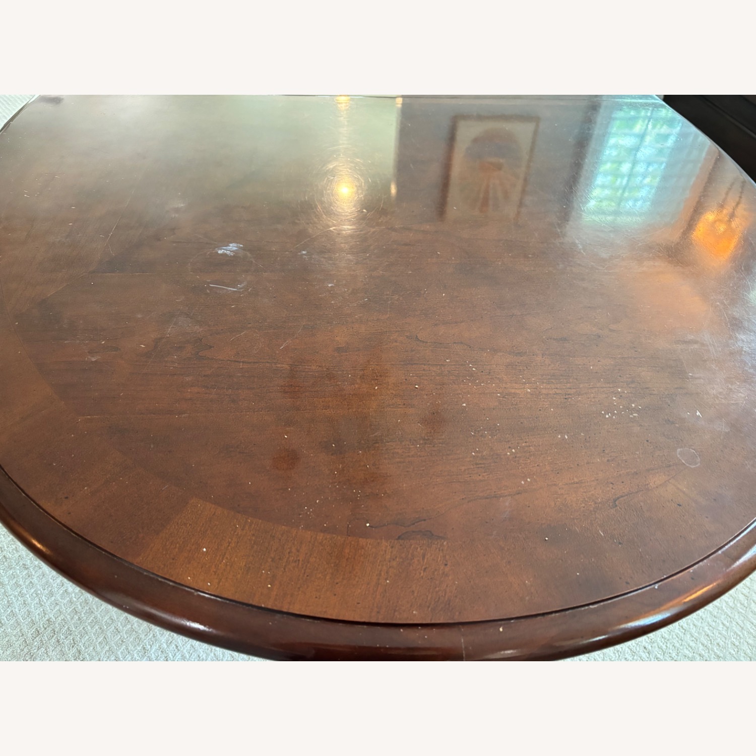 Dark Brown Wood Dining Table with Leaf - image-7