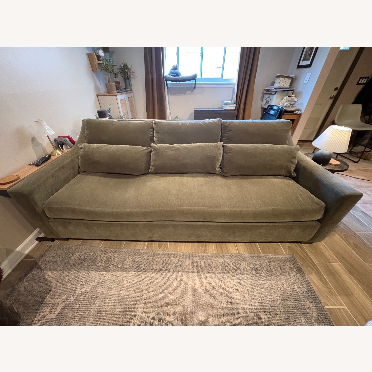 Pottery Barn York Green Velvet 3+ Seater Sofa - image-1