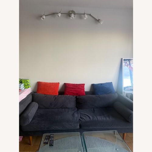 Used West Elm Monroe Blue Velvet 2 Seater Sofa for sale on AptDeco