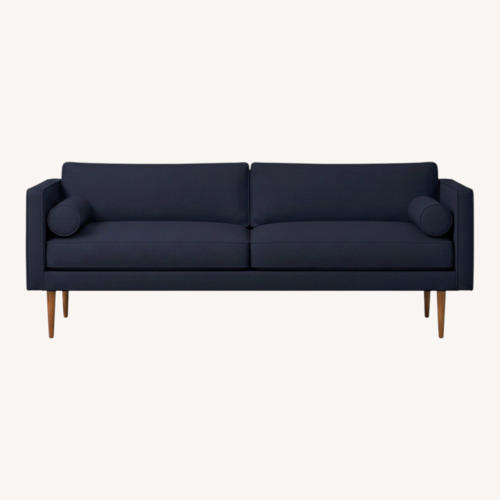 Used West Elm Monroe Blue Velvet 2 Seater Sofa for sale on AptDeco