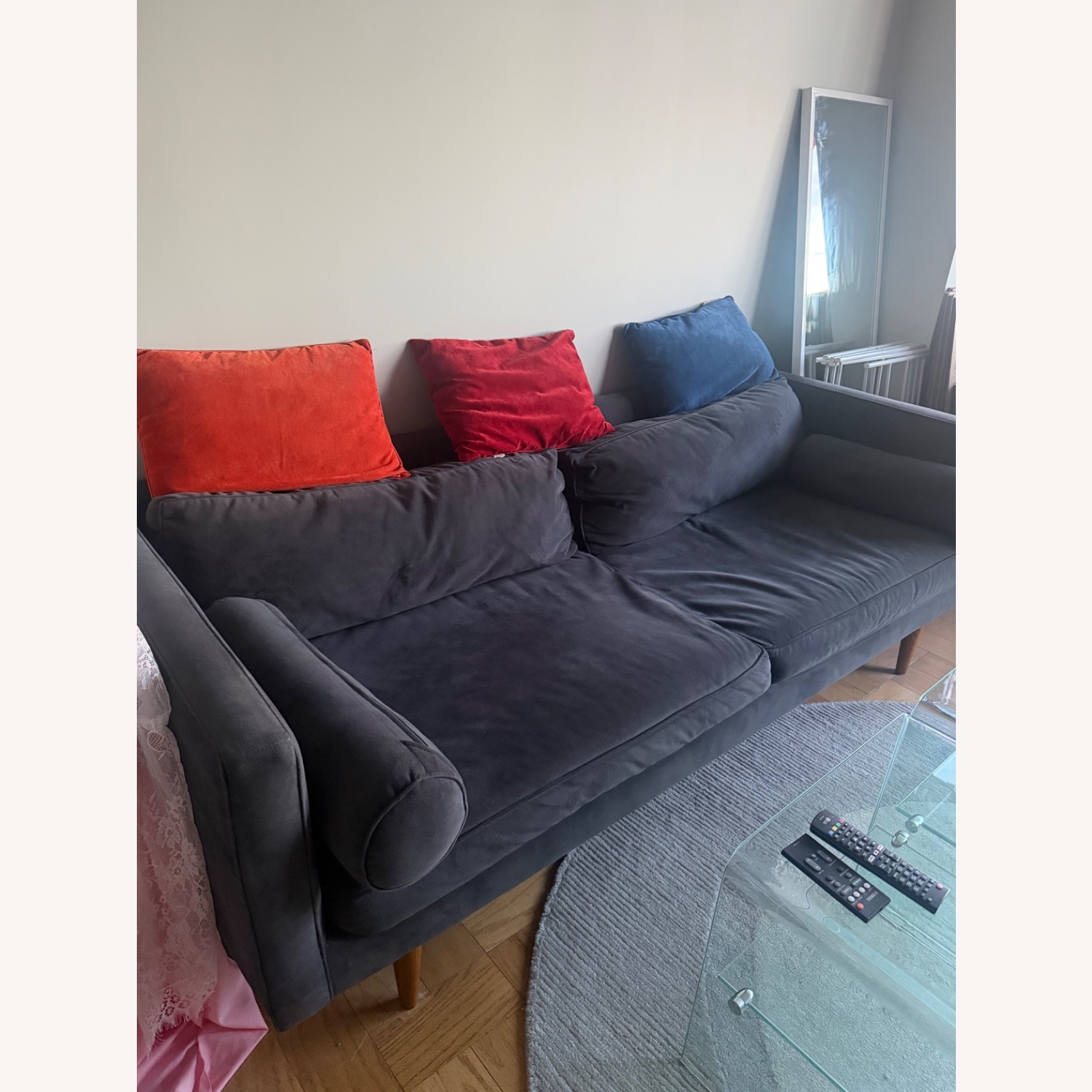 West Elm Monroe Blue Velvet 2 Seater Sofa - image-3