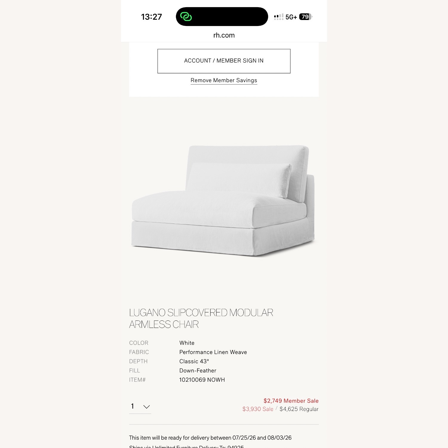 Restoration Hardware Lugano Slipcovered Sectional - image-2