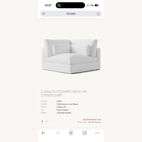 Used Restoration Hardware Lugano Slipcovered Sectional for sale on AptDeco