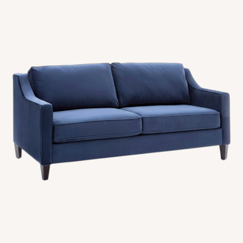 Used West Elm Paidge Blue Velvet 2 Seater Sofa for sale on AptDeco