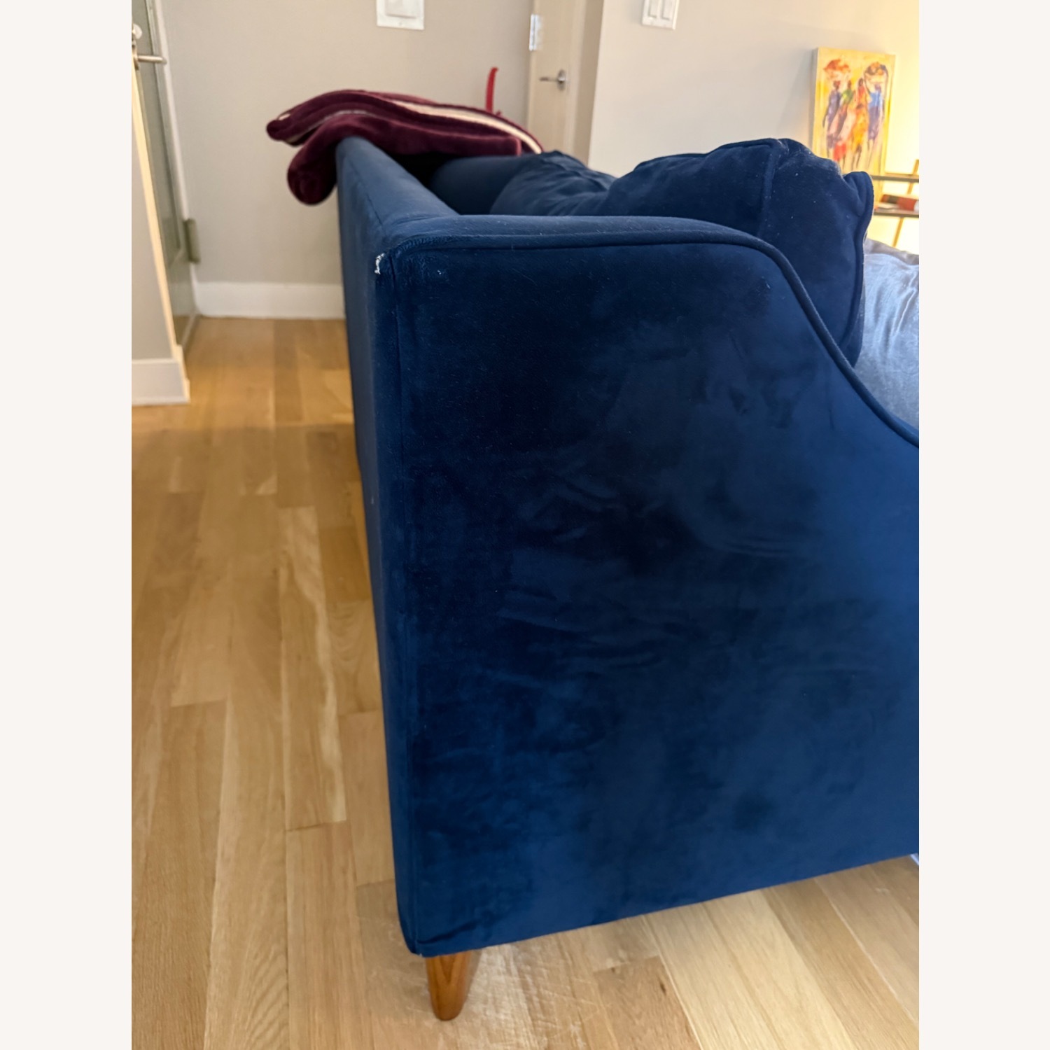 West Elm Paidge Blue Velvet 2 Seater Sofa - image-3