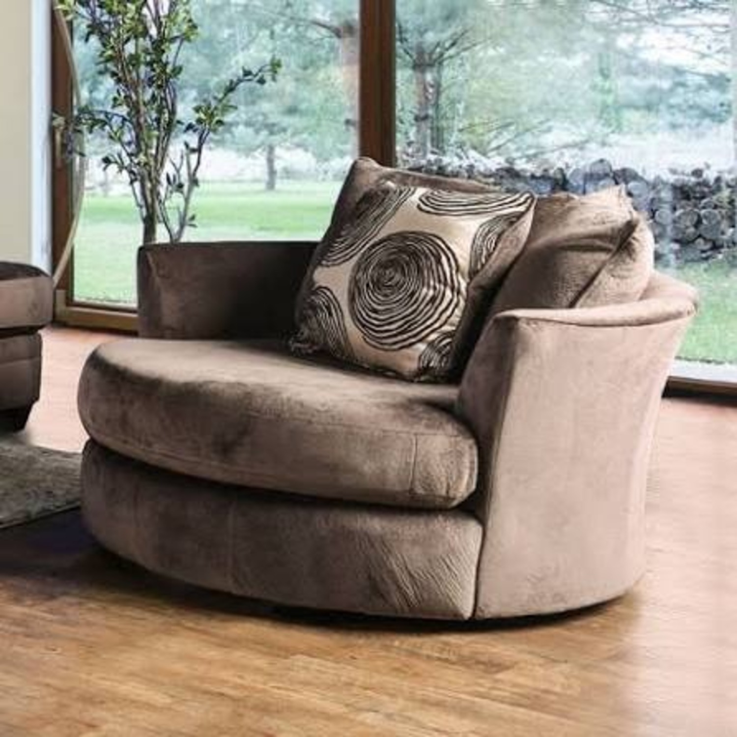 Bonaventura Brown Swivel Chair - image-1