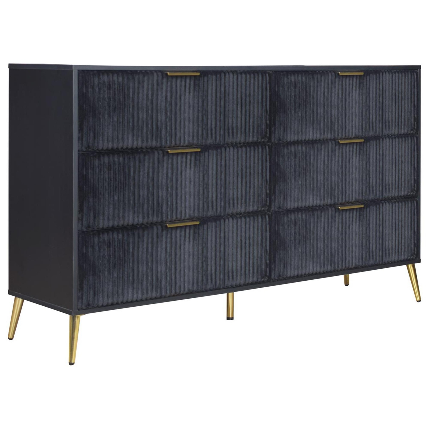 Black Velvet Fluted Wood Dresser - image-5