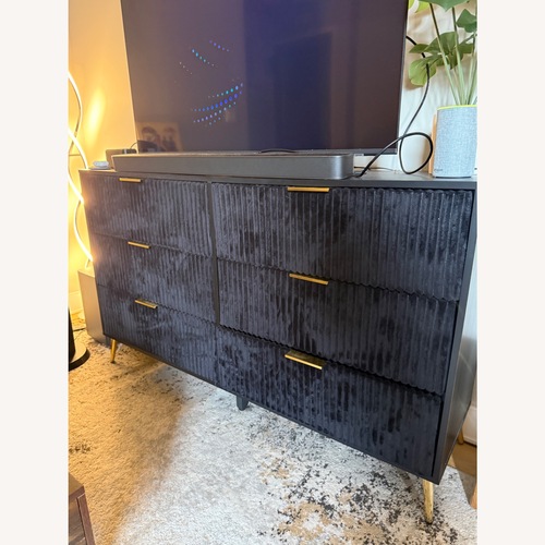 Used Black Velvet Fluted Wood Dresser for sale on AptDeco