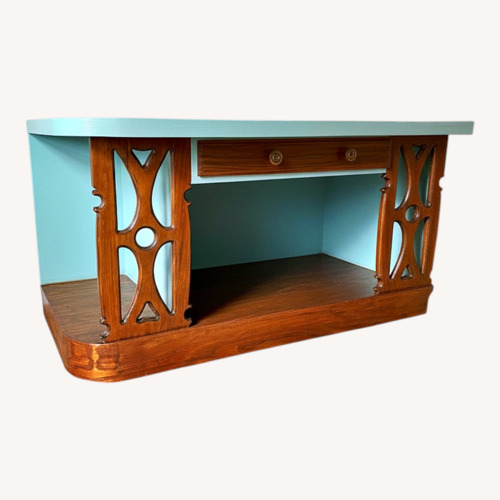 Used Vintage Table - Refinished Seafoam and Mahogany  for sale on AptDeco