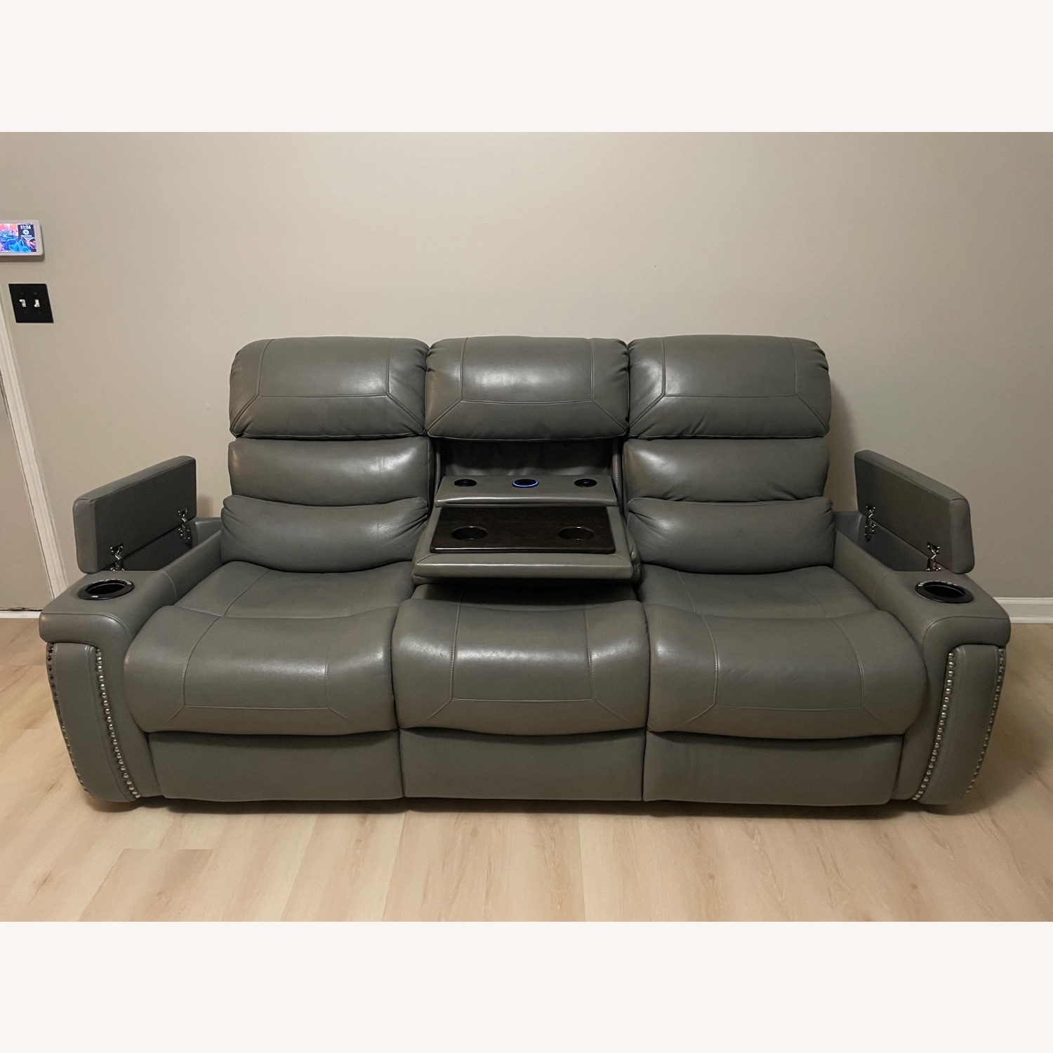 Bonaldo Dark Gray Leather 3+ Seater Sofa - image-5