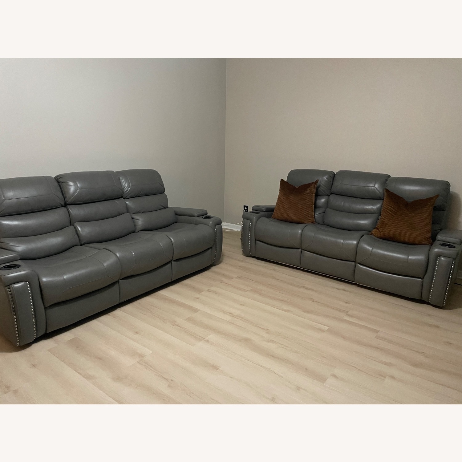 Bonaldo Dark Gray Leather 3+ Seater Sofa - image-1