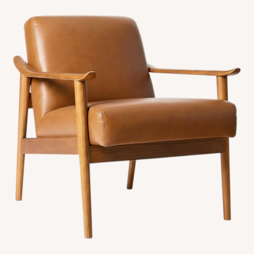 Used West Elm Light Brown Leather Armchair for sale on AptDeco