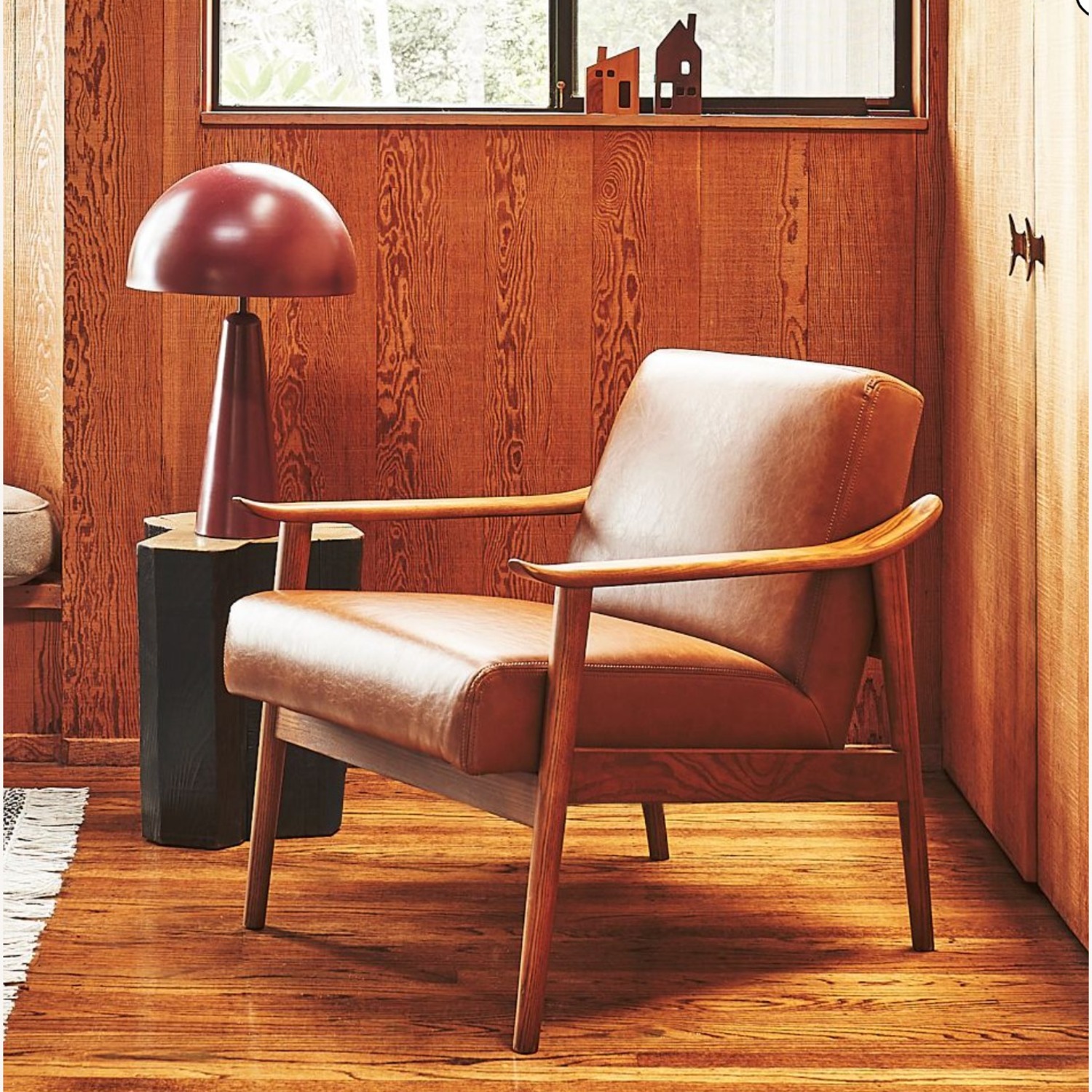 West Elm Light Brown Leather Armchair - image-1