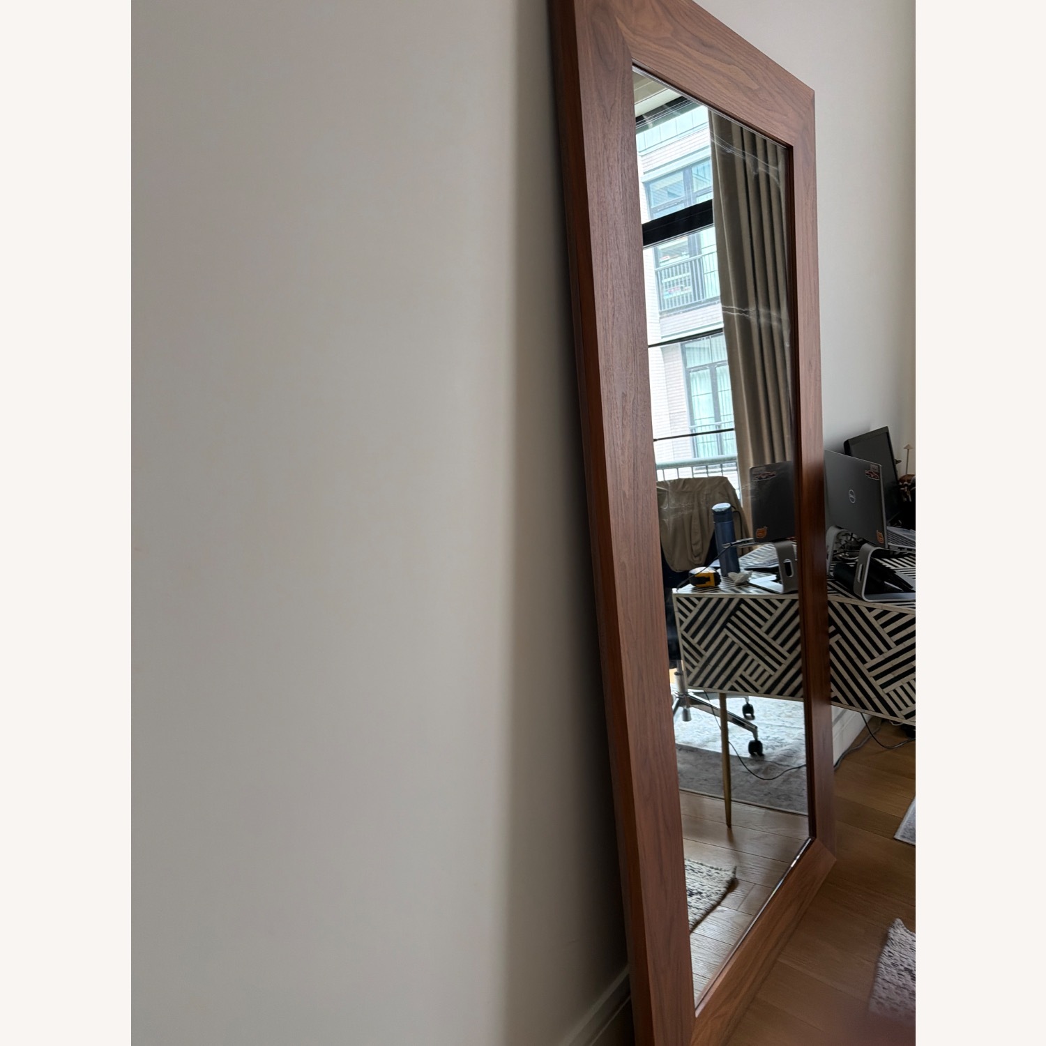 Dark Brown Wood Floor Mirror - image-2