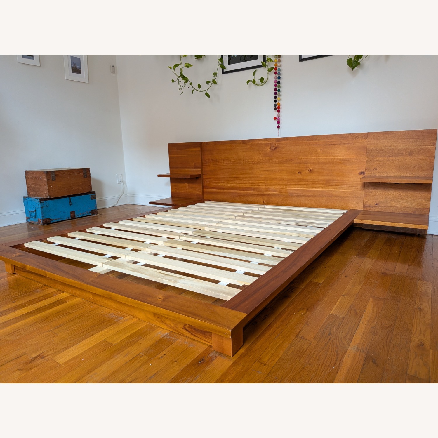 CB2 Andes Acacia Queen Bed Frame W Nightstands - image-12
