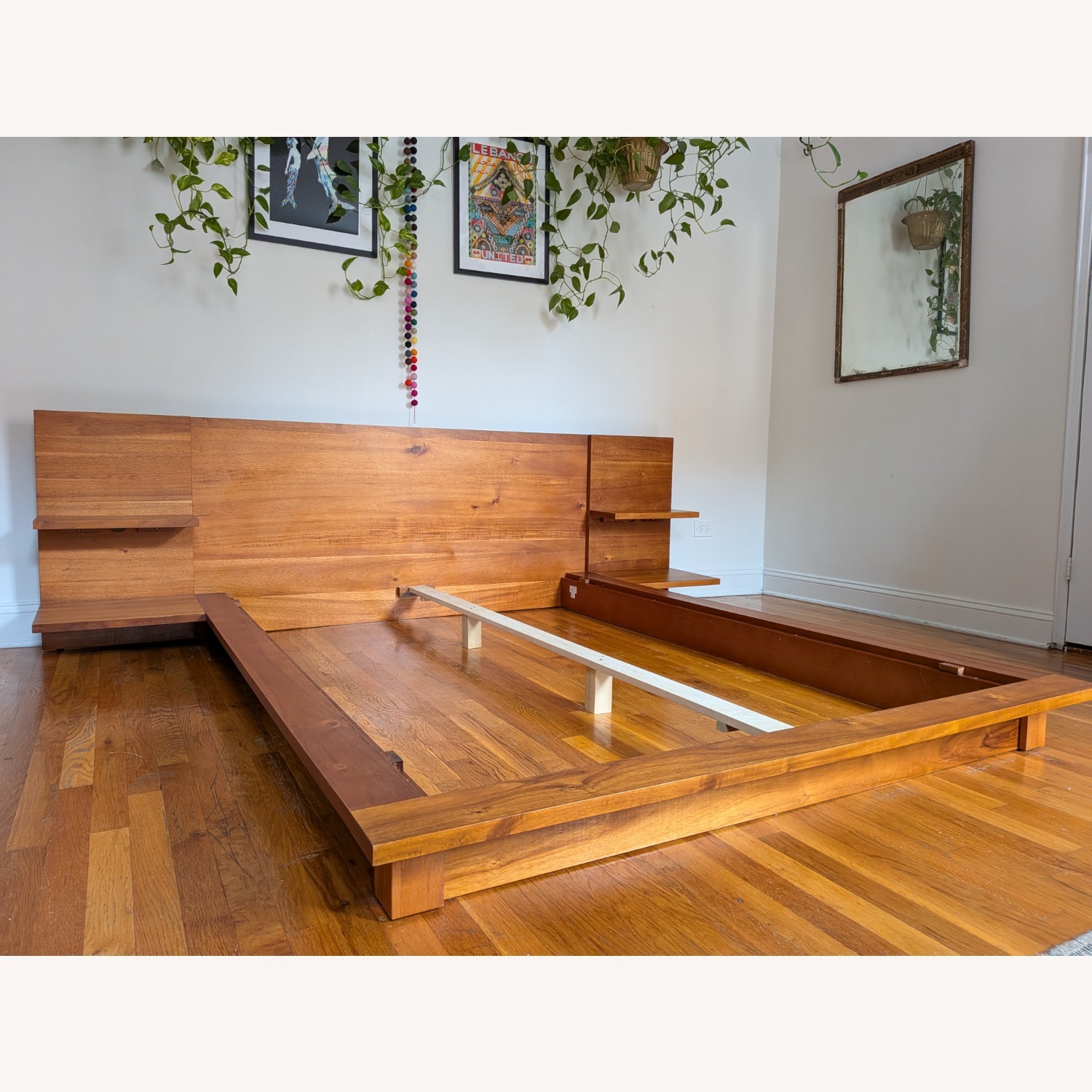 CB2 Andes Acacia Queen Bed Frame W Nightstands - image-3