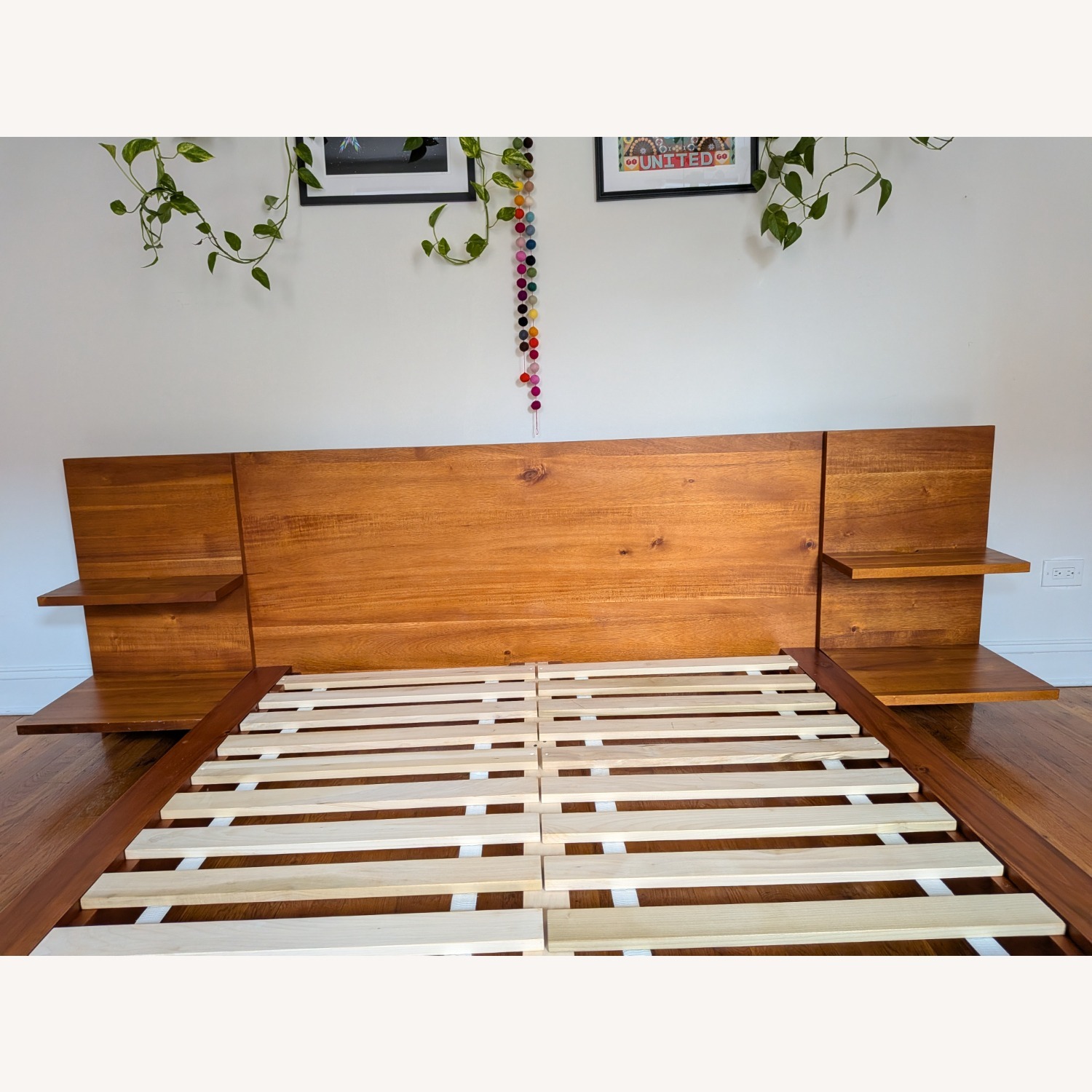 CB2 Andes Acacia Queen Bed Frame W Nightstands - image-13