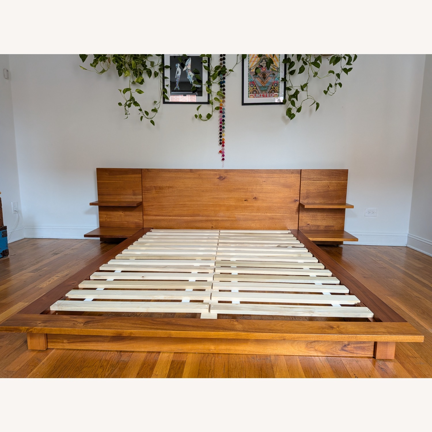CB2 Andes Acacia Queen Bed Frame W Nightstands - image-10