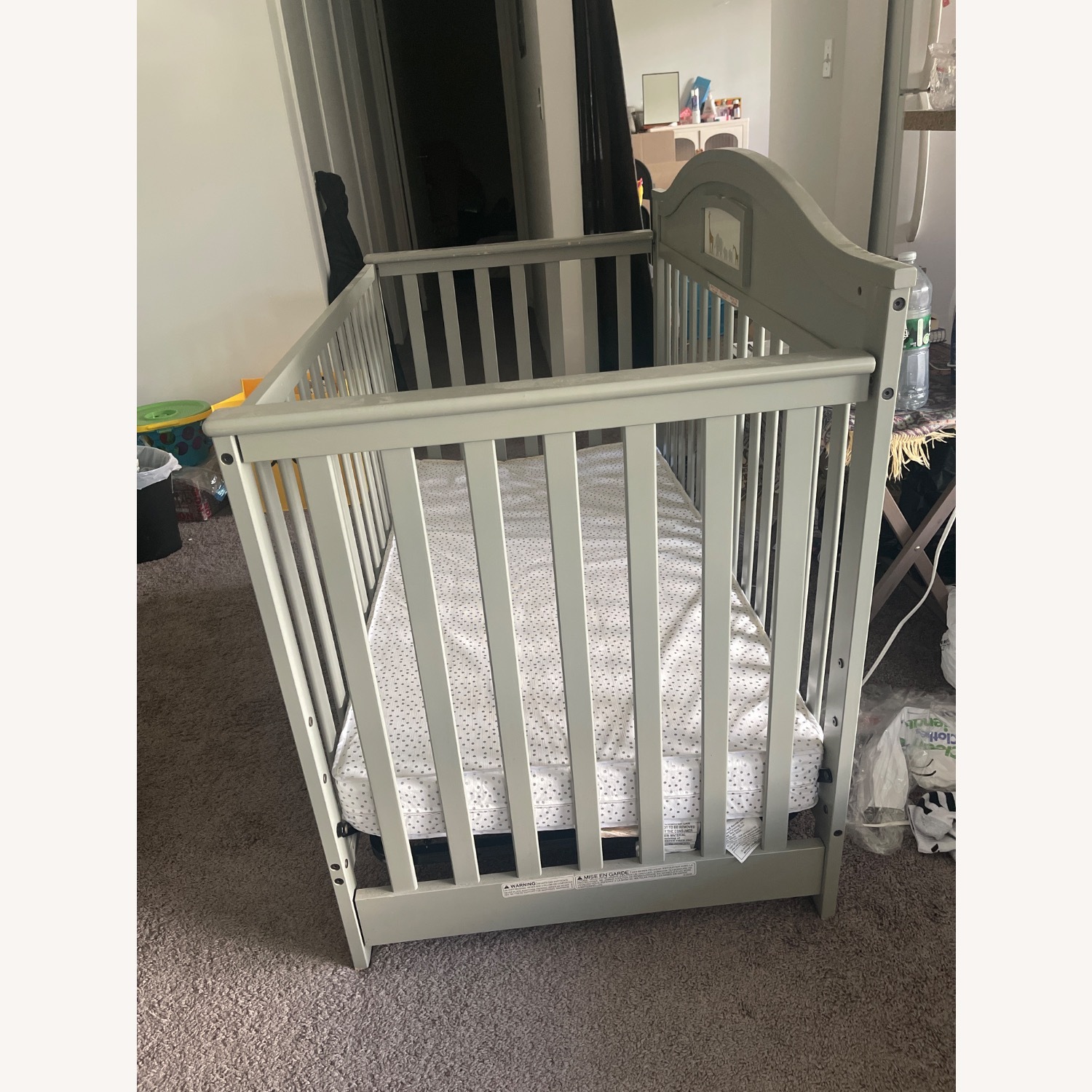 Light Gray Wood Crib - image-3