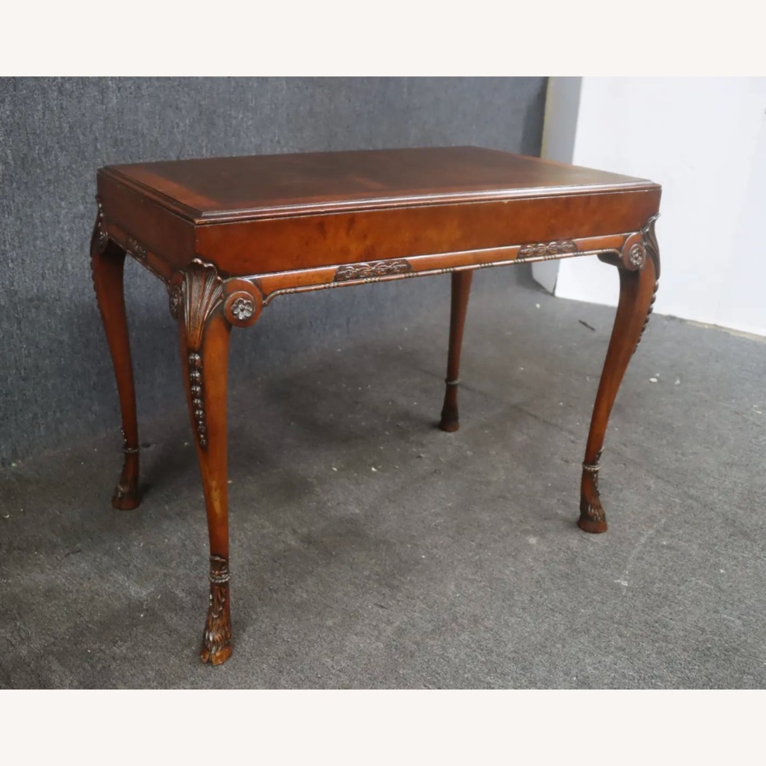 Carved Burlwood Hooved Feet Parlor Table - image-2